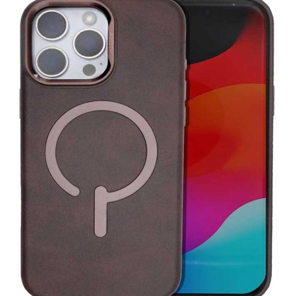 AZTECH Handcrafted Premium Italian Leather Case for iPhone 16 Pro Max - Compatible with Magsafe - Two-Tone Effect with Unique Patina Over Time