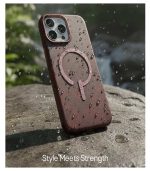AZTECH Handcrafted Premium Italian Leather Case for iPhone 16 Pro Max - Compatible with Magsafe - Two-Tone Effect with Unique Patina Over Time - Image 4