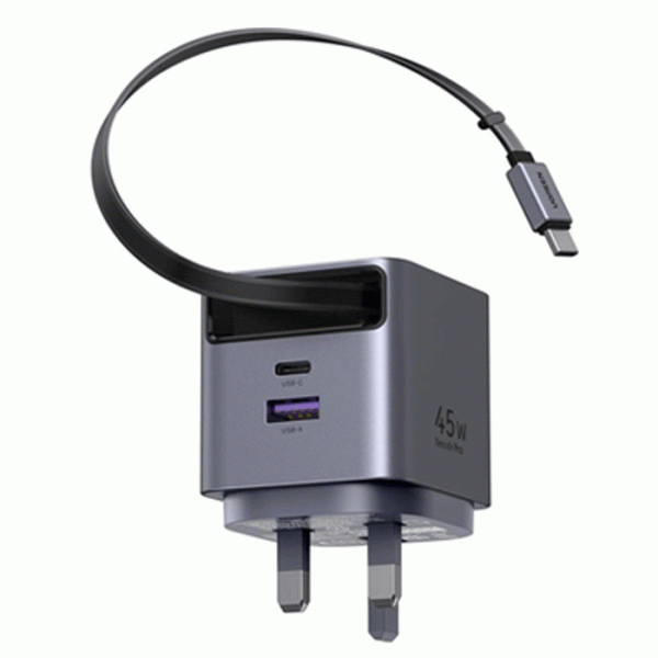 Ugreen Extend 45W GaN Fast Charger with Retractable USB-C Cable