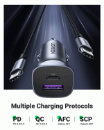 UGREEN 30W PD Car Charger 2 Ports with 60W USB-C Cable