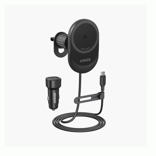Anker MagGo Wireless Car Mount Charger Black car charger pad built in USB cable in USB