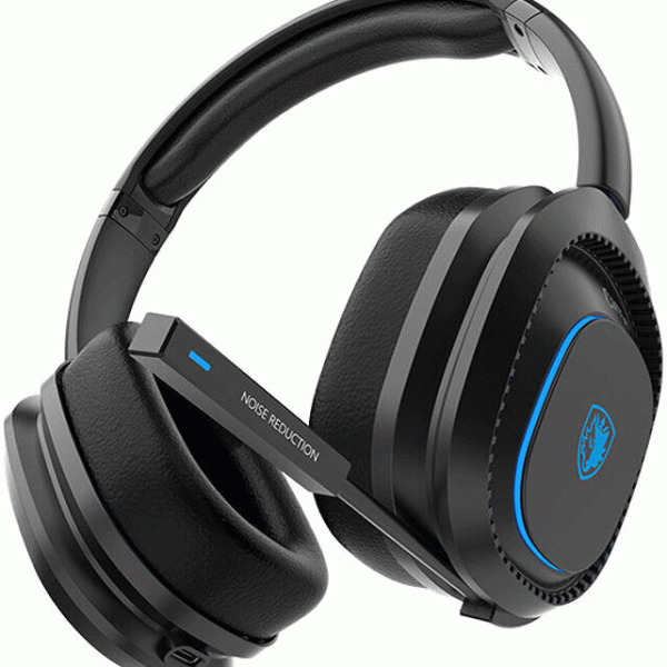 Sades Carrier Wireless Gaming Headset, Unique Appearance Design, 40ms low latency, 1000 mAh, Comfortable Earcups with Stylish Lighting, omnidirectional, Black | 10567