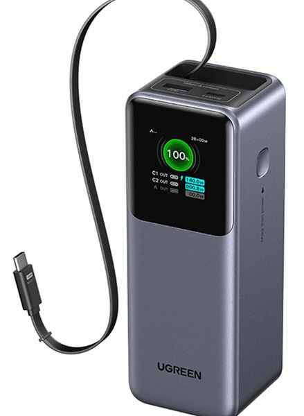 UGREEN Nexode PD 200W Fast Charging Power Bank 25000mAh with Smart Digital Display - Grey