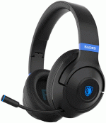 Sades Whisper Wireless Headset, 40mm Speaker, 20-20000Hz Frequency Response, Omnidirectional, Up to 32 Hours Battery Life, Bluetooth 5.3, Foldable Ear Cups, Adjustable Headband, Black | SA-205