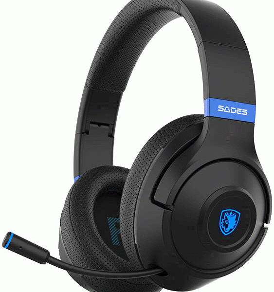 Sades Whisper Wireless Headset, 40mm Speaker, 20-20000Hz Frequency Response, Omnidirectional, Up to 32 Hours Battery Life, Bluetooth 5.3, Foldable Ear Cups, Adjustable Headband, Black | SA-205