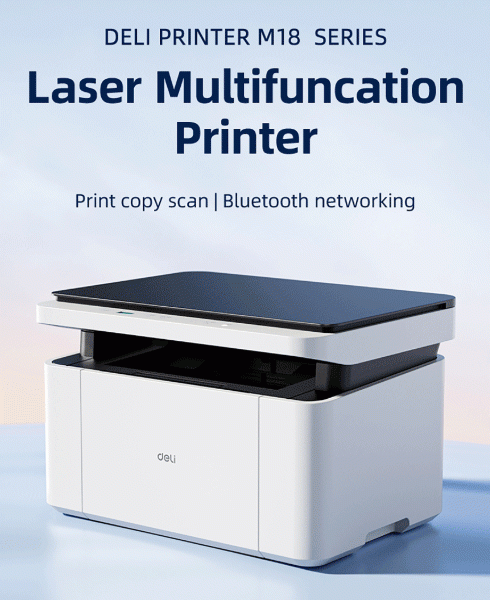 DELI M1820W Wireless Monochrome Laser Printer – Print, Copy, Scan, 20 PPM, 1200×600dpi, Wi-Fi & Bluetooth, Mobile Printing for Home & Office