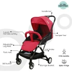 MOON Travel-Lite  - Cabin Stroller, Fire Red - Image 4