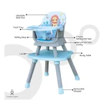 MOON 6 in 1 High Chair - Blue - Image 3