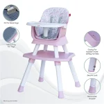 MOON 6 in 1 High Chair - Pink - Image 2
