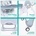 MOON  Apex Baby Highchair With 7 adjustable heights and Reclining Feature-Grey - Image 2