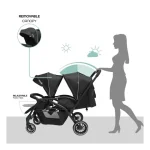 MOON Dois - Twin Stroller - Black, Twin Baby Stroller Pram - Image 3