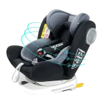 MOON GYRO Baby Car Seat for Child Group 0+/1/2/3 (0-36 kg/0-12 Year) ISOFIX+ Top Tether Rotation 360° - Black