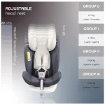 MOON GYRO Baby Car Seat for Child Group 0+/1/2/3 (0-36 kg/0-12 Year) ISOFIX+ Top Tether Rotation 360° Grey - Image 2