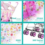 MOON Jet Plus Twin Buggy-Pink - Image 4