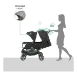 MOON Magnum Tandem Easy Fold Twin Travel Stroller - Black - Image 2