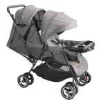 MOON Magnum Tandem Easy Fold Twin Travel Stroller, cool grey