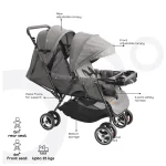 MOON Magnum Tandem Easy Fold Twin Travel Stroller, cool grey - Image 4