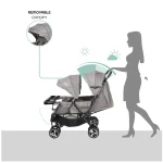 MOON Magnum Tandem Easy Fold Twin Travel Stroller, cool grey - Image 3