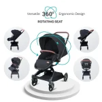 MOON Riche Advanced Baby Stroller 360° Rotating Handle-Black - Image 4