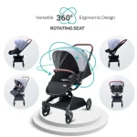 MOON Riche Advanced Baby Stroller 360° Rotating Handle-Grey - Image 4