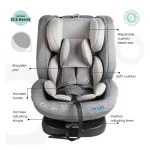 MOON Rover -Baby/Infant Car seat Group:(0+,1,2,3) (0-12 years) 360° Rotate - Grey - Image 3