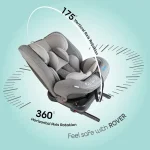 MOON Rover -Baby/Infant Car seat Group:(0+,1,2,3) (0-12 years) 360° Rotate - Grey - Image 2