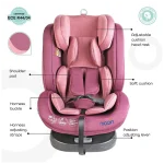 MOON Rover -Baby/Infant Car seat Group:(0+,1,2,3) (0-12 years) 360° Rotate - Pink - Image 4