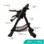 MOON Trestle Foldable Baby Feeding/Dinning Highchair-Black - Image 4