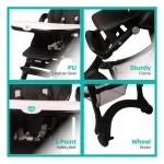 MOON Trestle Foldable Baby Feeding/Dinning Highchair-Black - Image 3