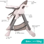 MOON Trestle Foldable Baby Feeding/Dinning Highchair-Grey - Image 4