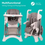 MOON Trestle Foldable Baby Feeding/Dinning Highchair-Grey - Image 2